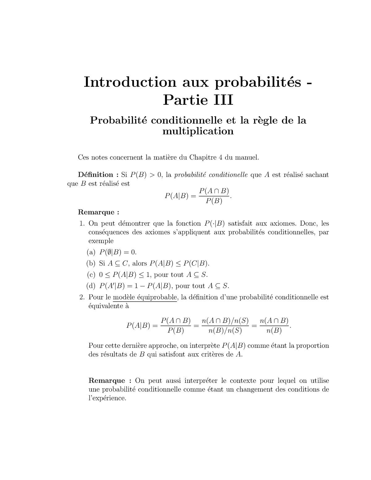 Probabilite III - Cours De Probabilité Et Statistiques - Introduction ...