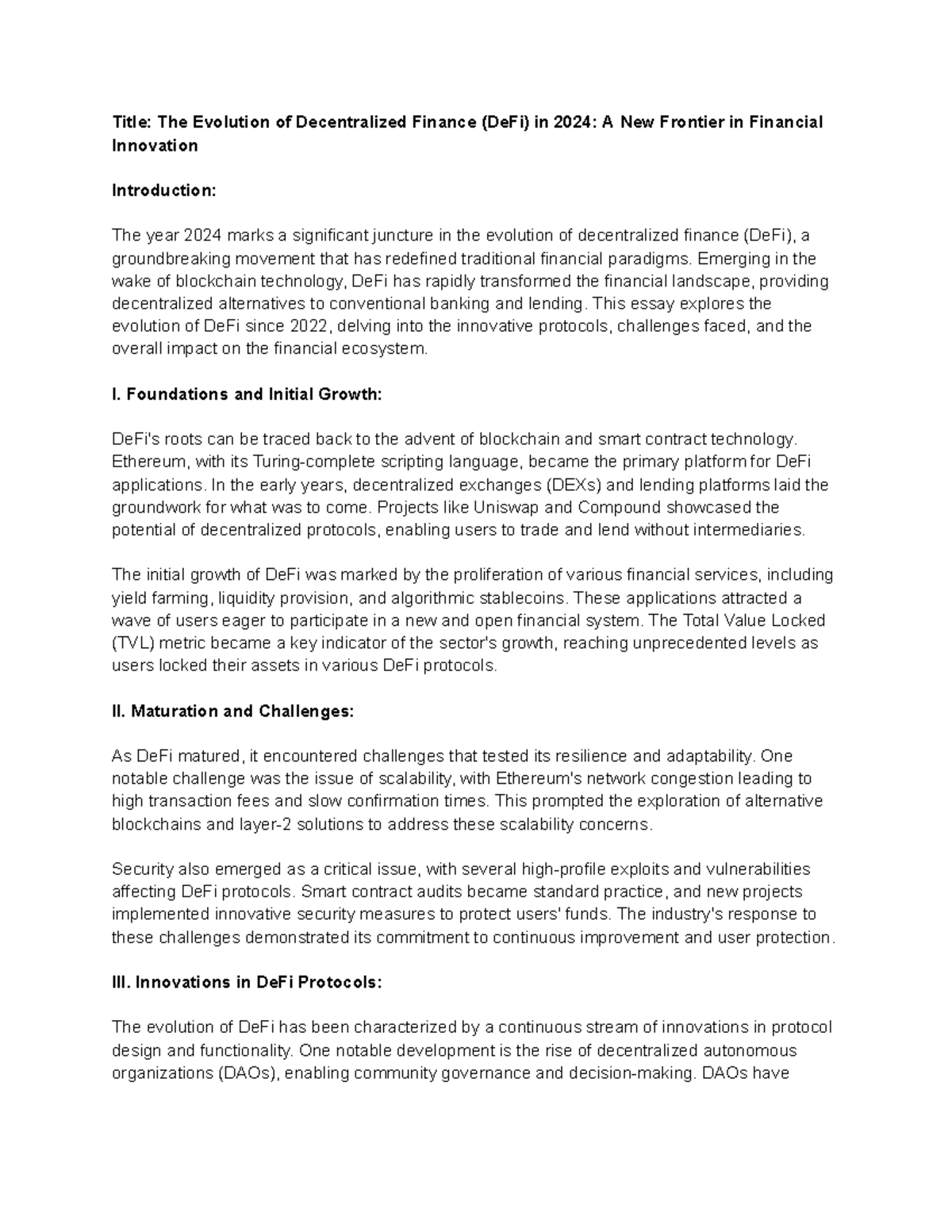 De Fi (Decentralized Finance) Evolution - Title: The Evolution of ...