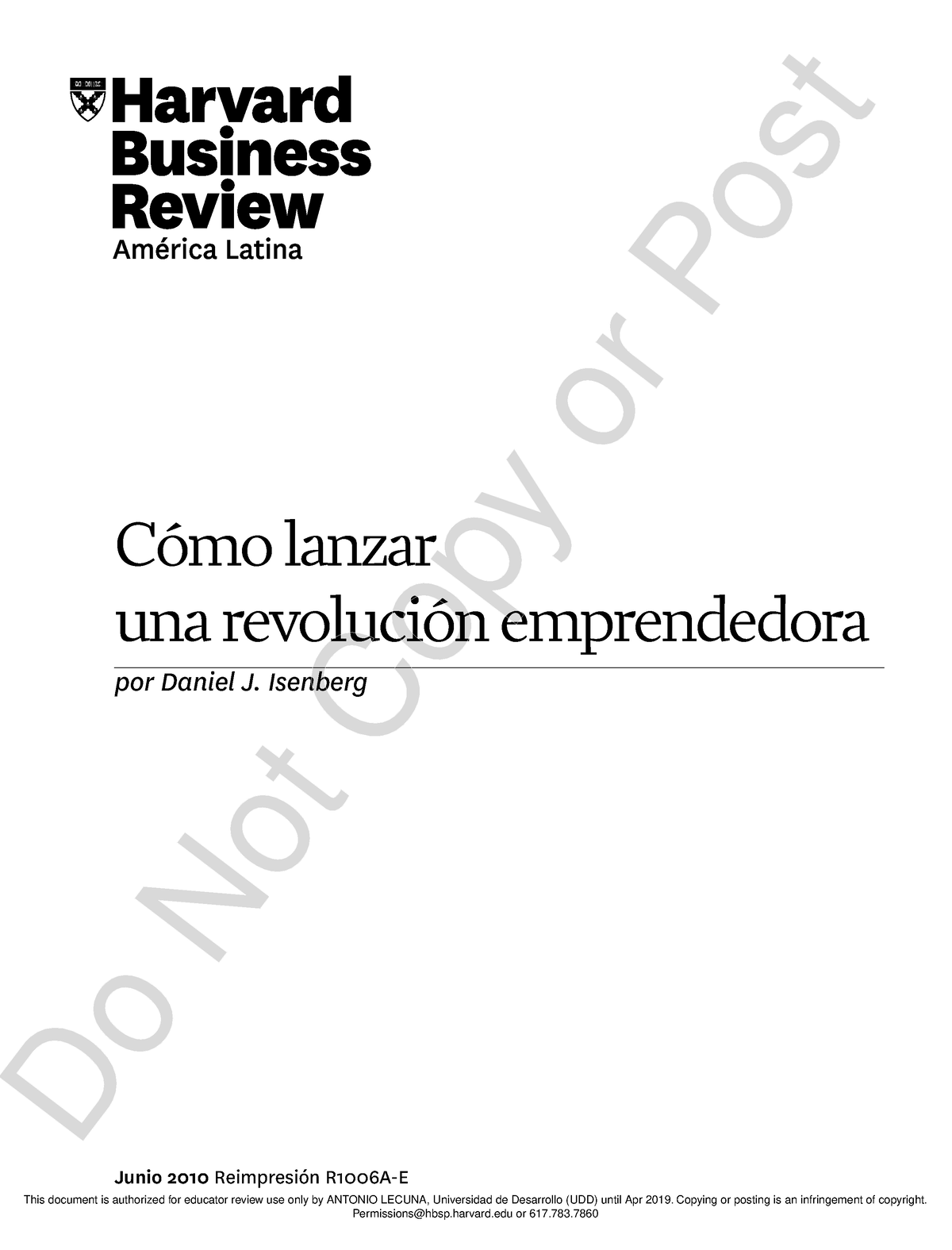 Como Lanzar Una Revoluci Ã³n Emprendedora - Por Daniel J. Isenberg ...