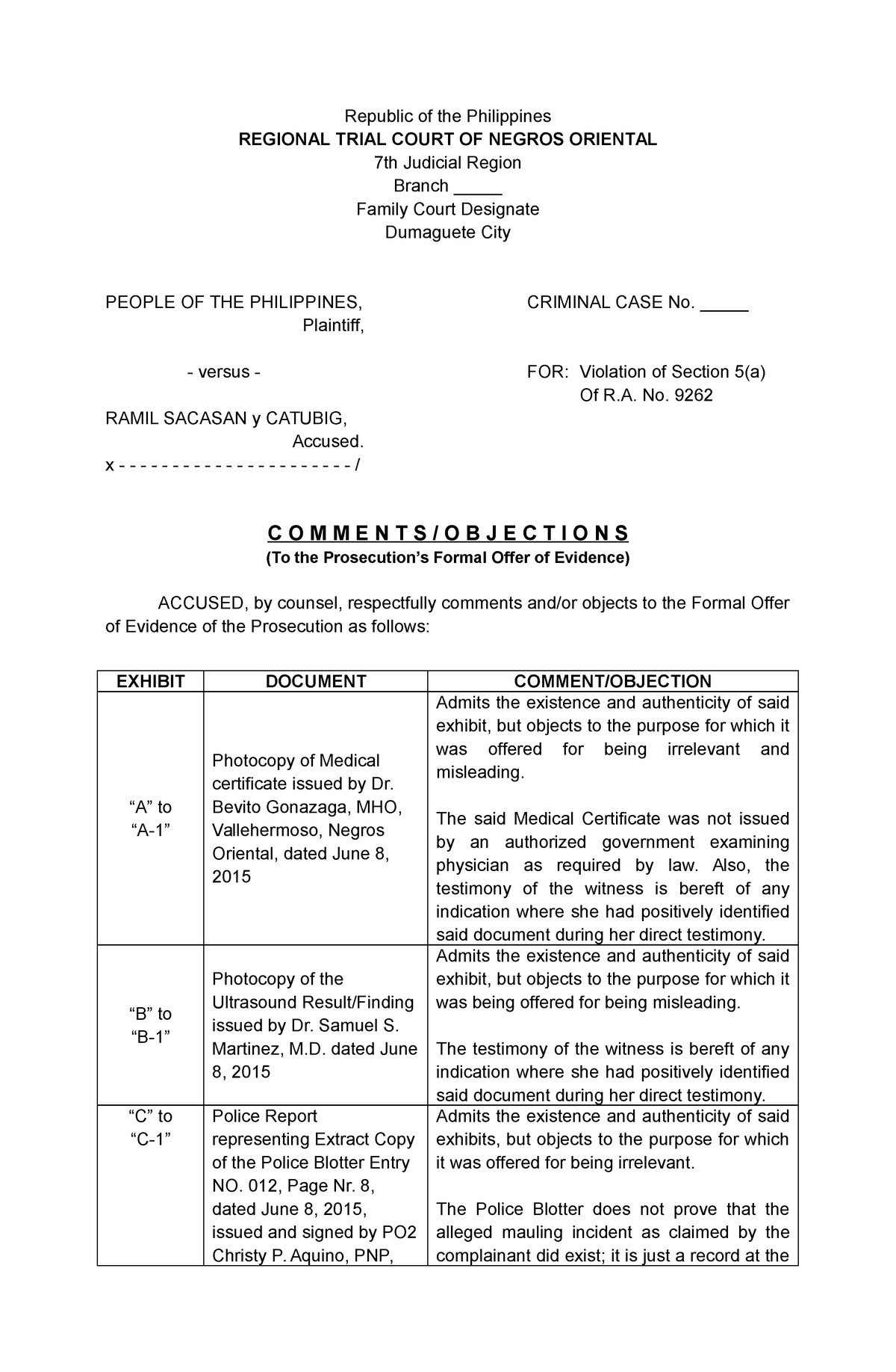order of presentation of evidence philippines