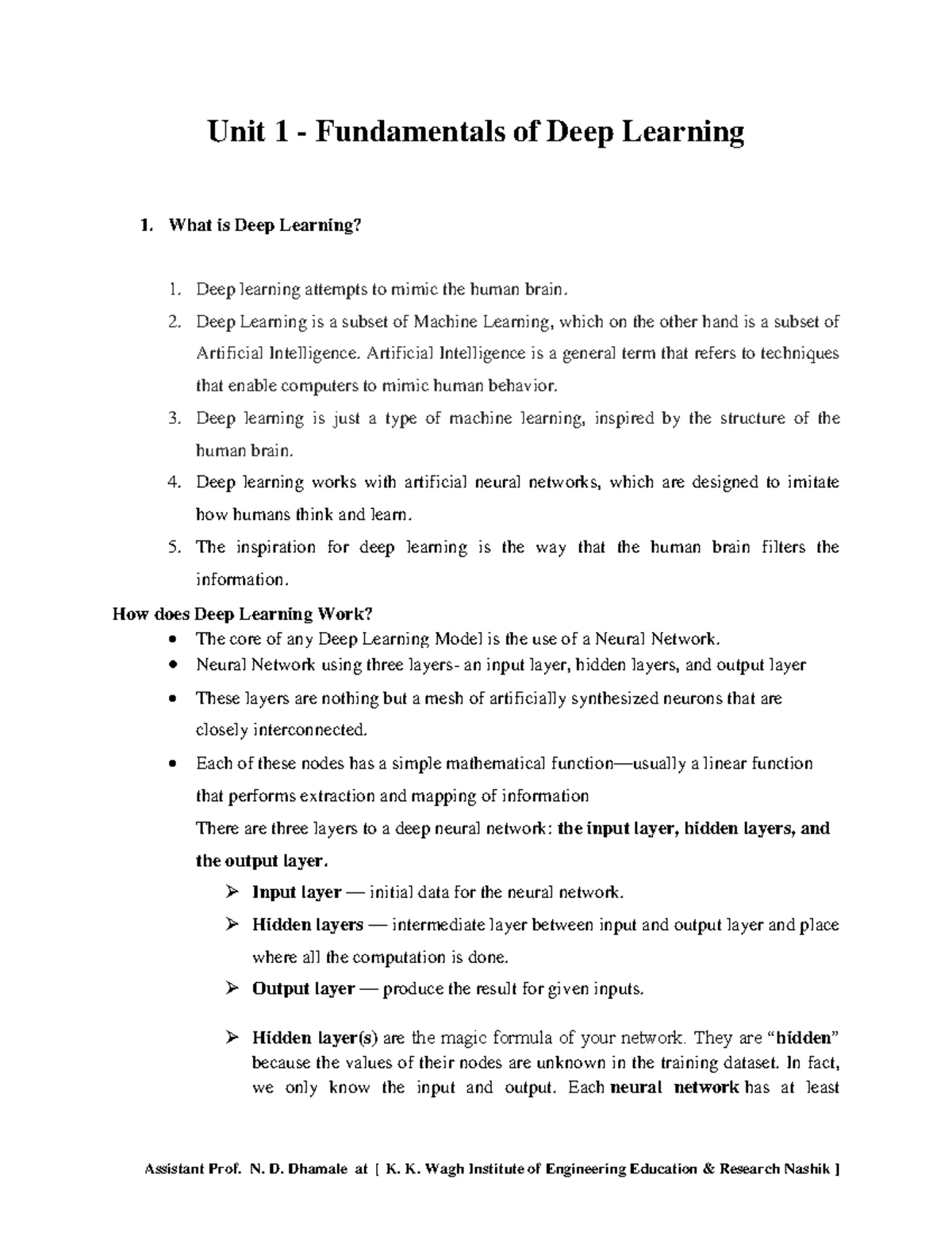 Deep Learning Notes - Deep learning can be considered as a subset of ...