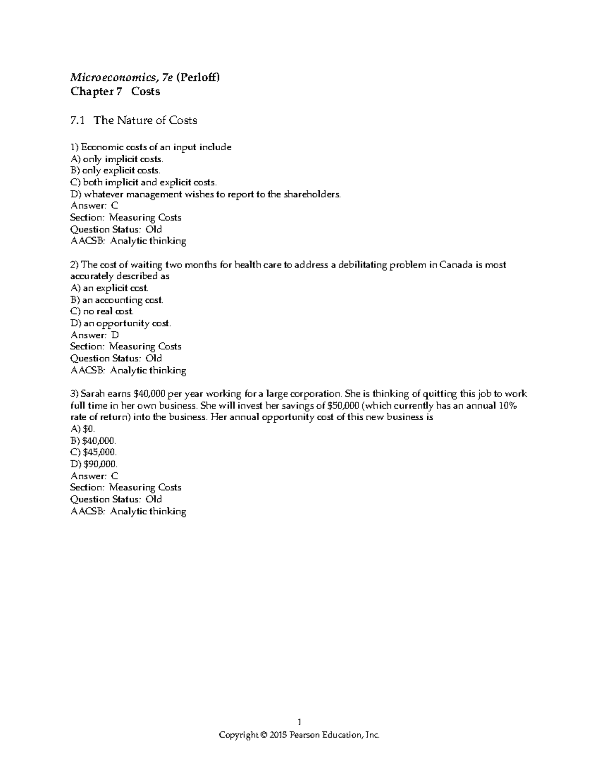 Chapter 7 - Econ 201 Test bank - Microeconomics, 7e (Perlof) Chapter 7 ...