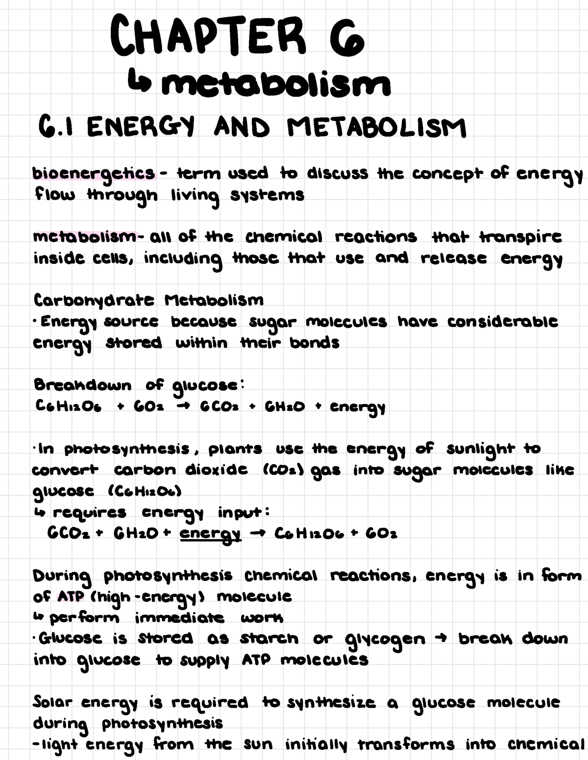 Bio Chapter 6 - CHAPTER 6 Metabolism ####### 6. 1 ENERGY AND METABOLISM ...