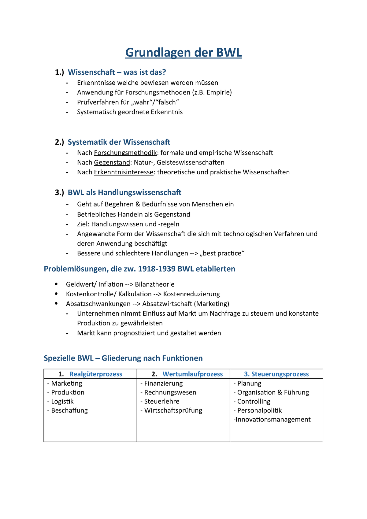 Grundl. BWL Notizen - Zusammenfassung Grundlagen Der BWL - StuDocu