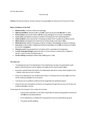 Wk 4 Crime Scene Biological Evidence - CJS/215 V Introduction To ...