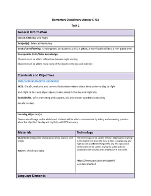 C732 Task 1 - This is a passed Task 1 for Disciplinary Reading at WGU ...