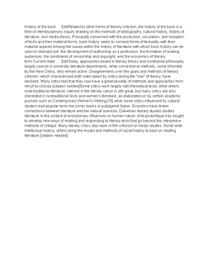 127-1 - Lecture notes 1 - Literary criticism (or literary studies) is ...