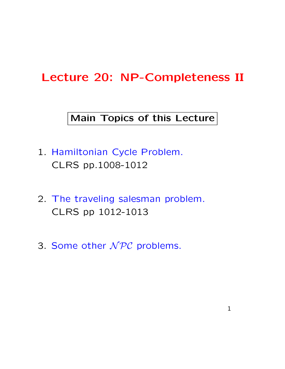 NP Completeness 2 - Tryyiun Learn It Practice It - Lecture 20: NP ...