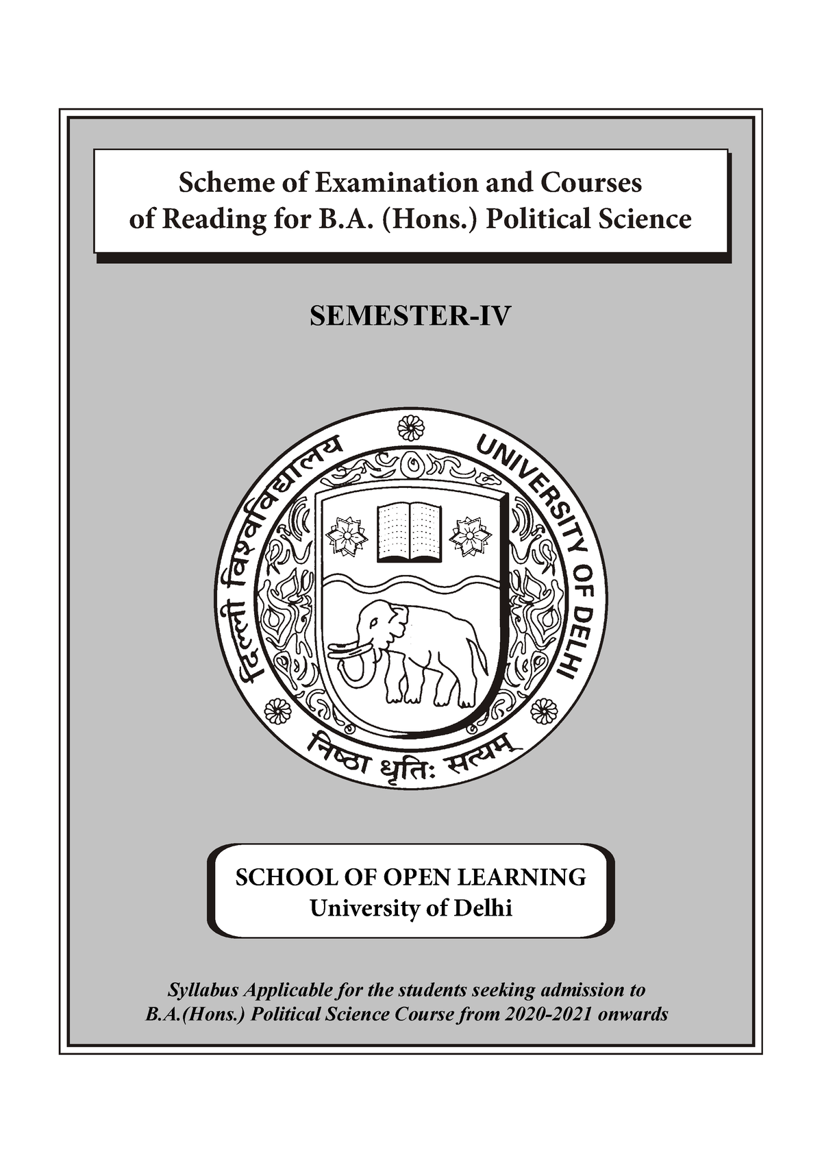 Sem4 Syllabus Ba Hons Political Science - SEMESTER-IV Syllabus ...