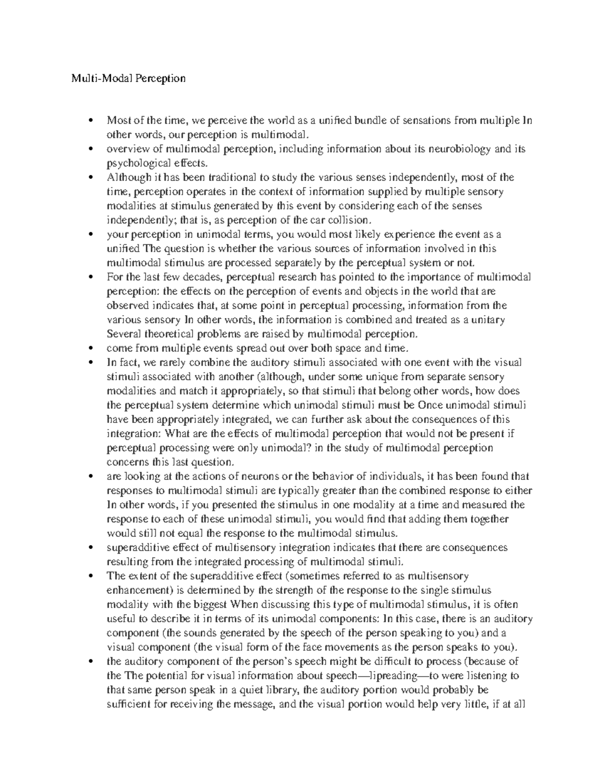 Multi-Modal Perception - overview of multimodal perception, including ...