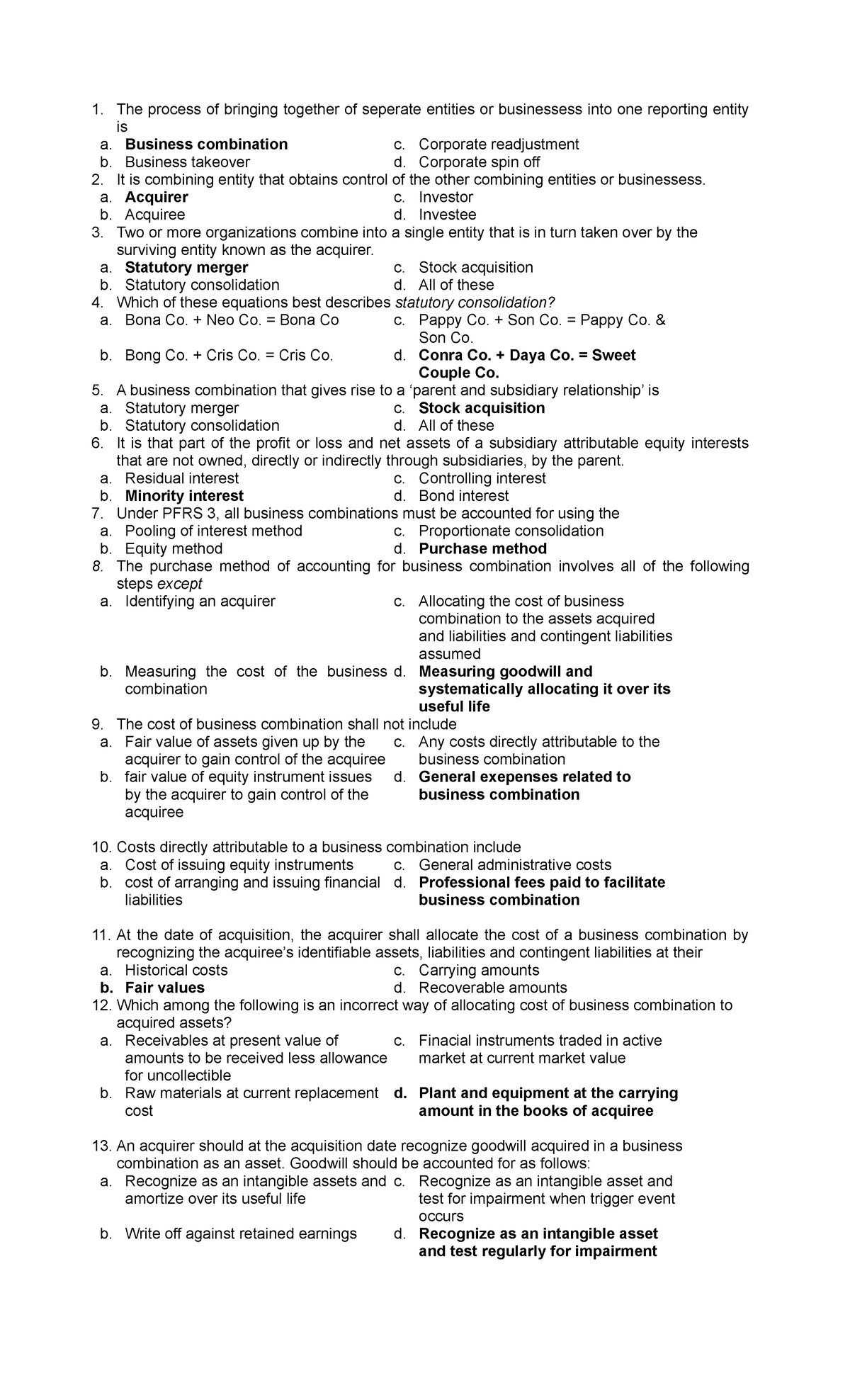 TOA Drill 3 (Practical Accounting 2) - The process of bringing together ...