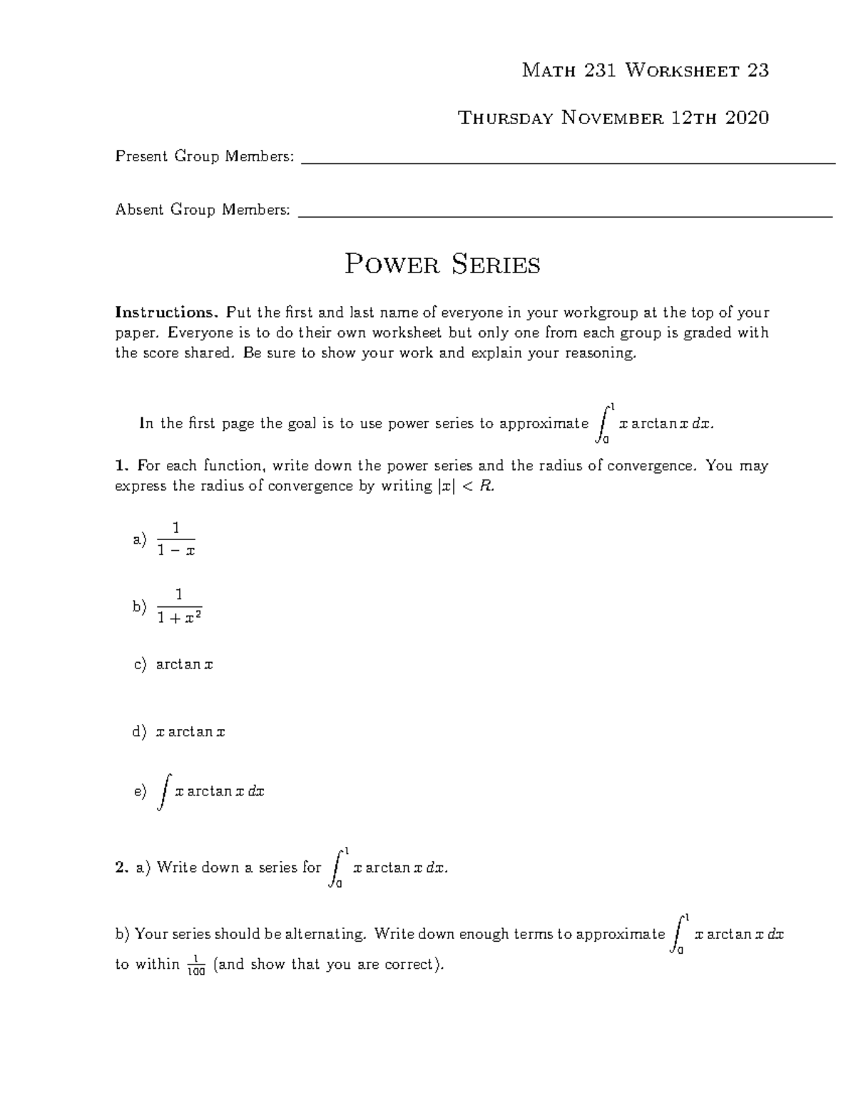 WS23 111220 - noooo - Math 231 Worksheet 23 Thursday November 12th 2020 ...