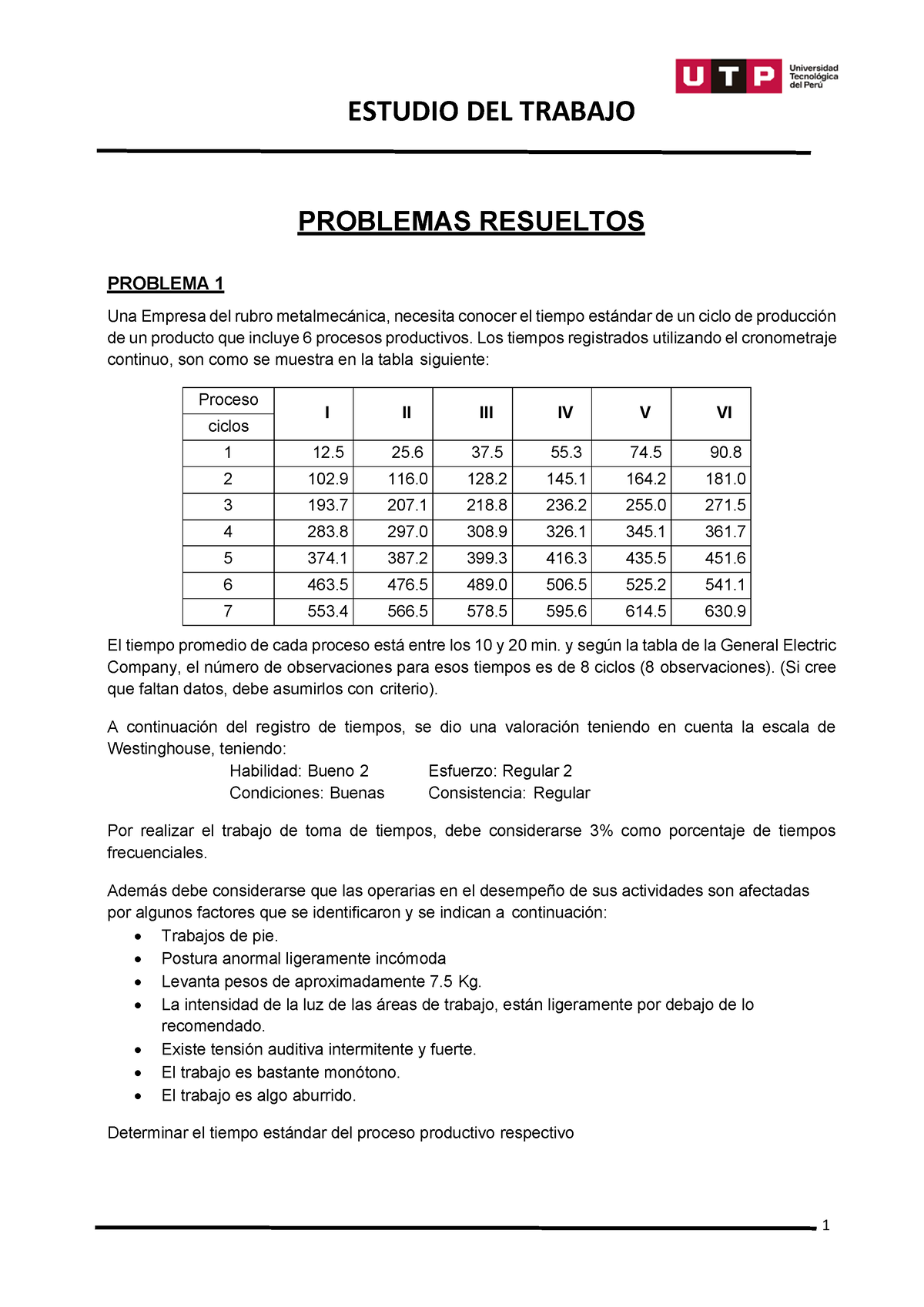 Problemas Resueltos DE Estudio DE Tiempos - PROBLEMAS RESUELTOS ...