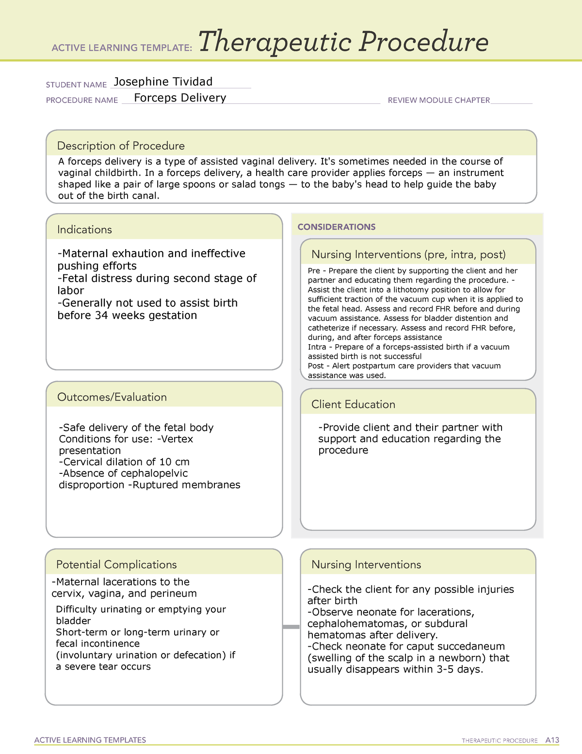 Forcep Delivery - ACTIVE LEARNING TEMPLATES THERAPEUTIC PROCEDURE A ...