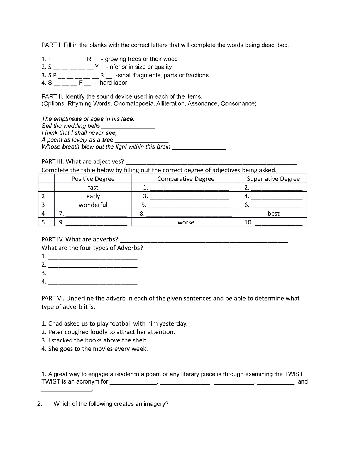 english 9 assignments