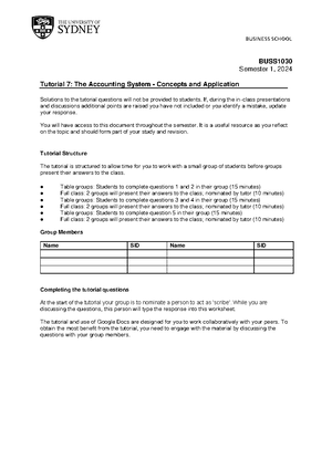 BUSS1030 Mid-Sem Revision - Module 1: Intro to Accounting Business ...