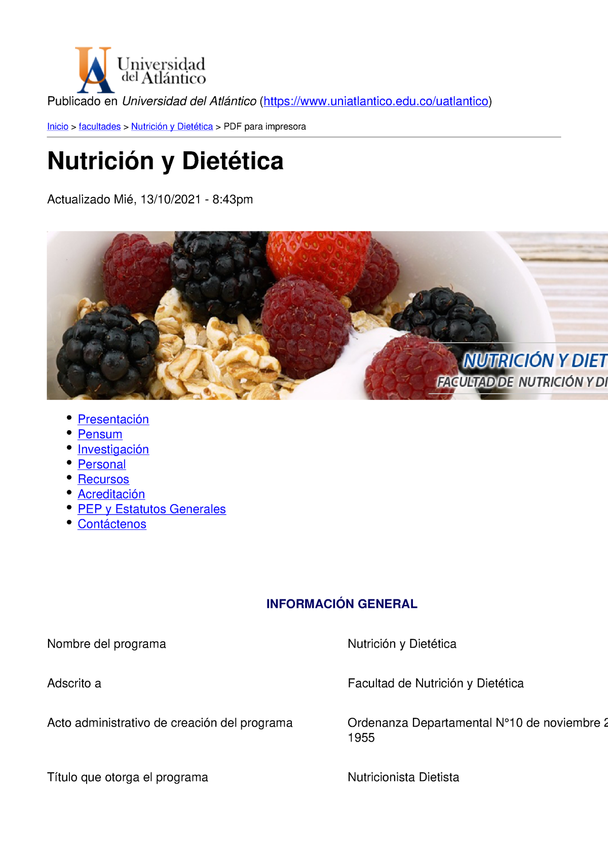 Universidad Del Atlántico Nutrición Y Dietética 2021 10 13 Publicado En Universidad Del 1109