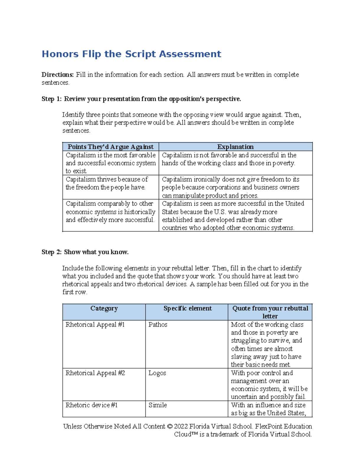 Honors flip the script assess rubric - Honors Flip the Script ...