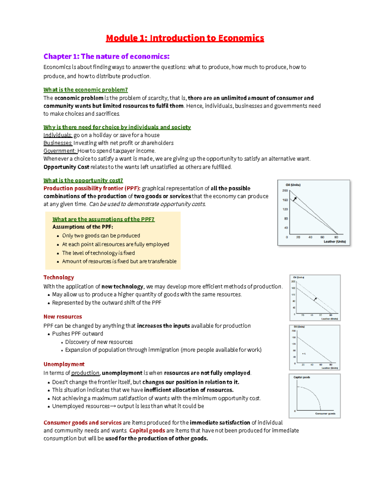 Eco Notes print - Google Docs - Module 1: Introduction to Economics ...