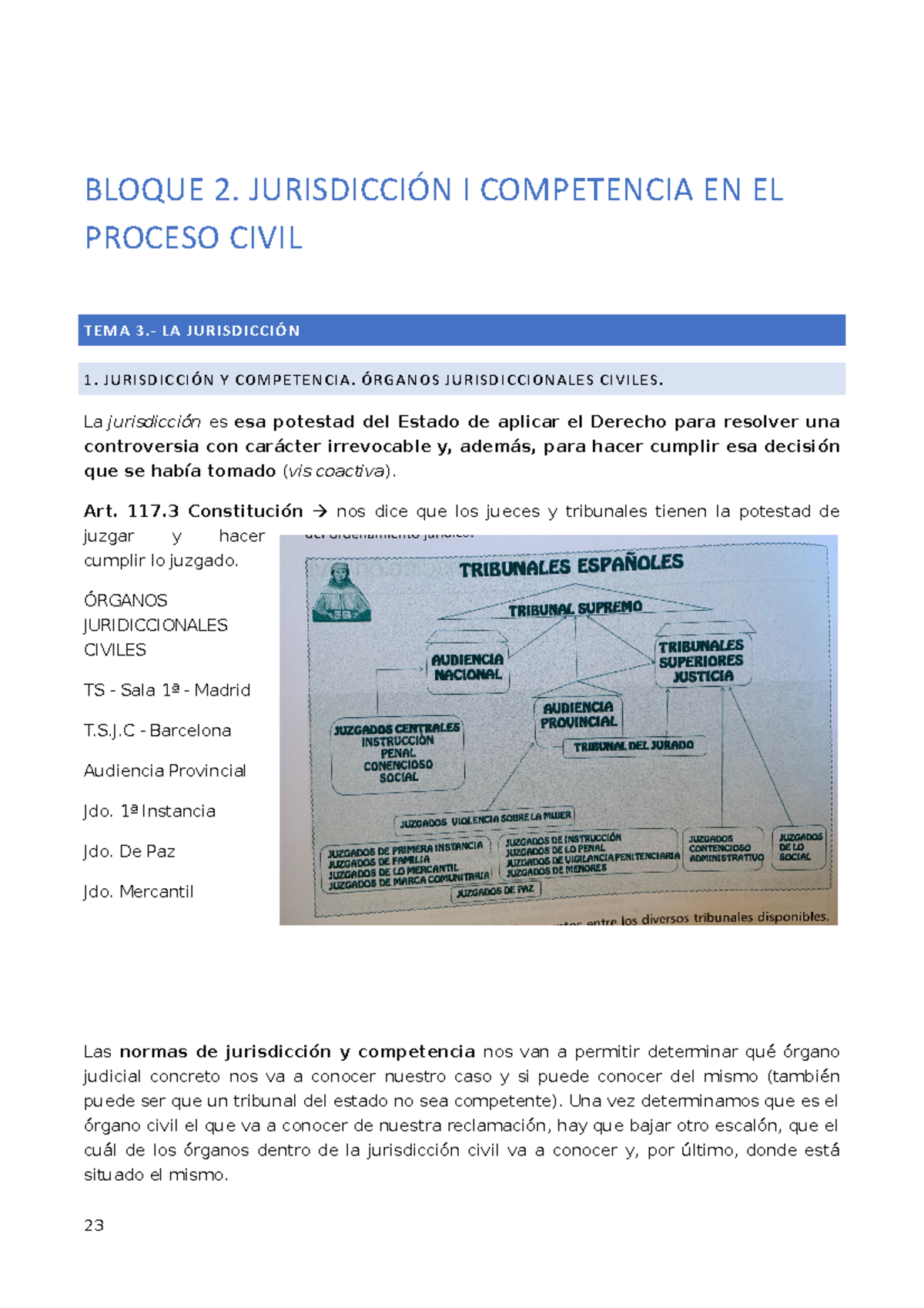 Bloque 2 Procesal - BLOQUE 2. JURISDICCIÓN I COMPETENCIA EN EL PROCESO ...