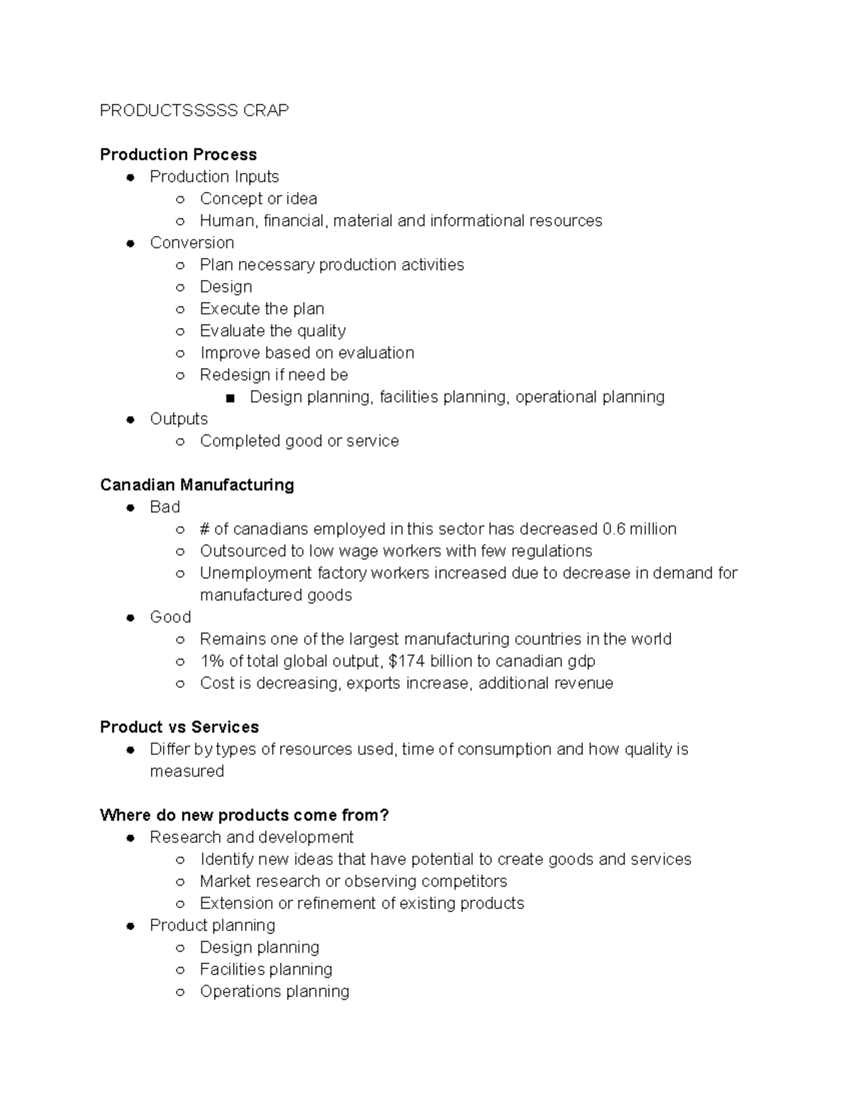 E-text notes Products - PRODUCTSSSSS CRAP Production Process Production ...