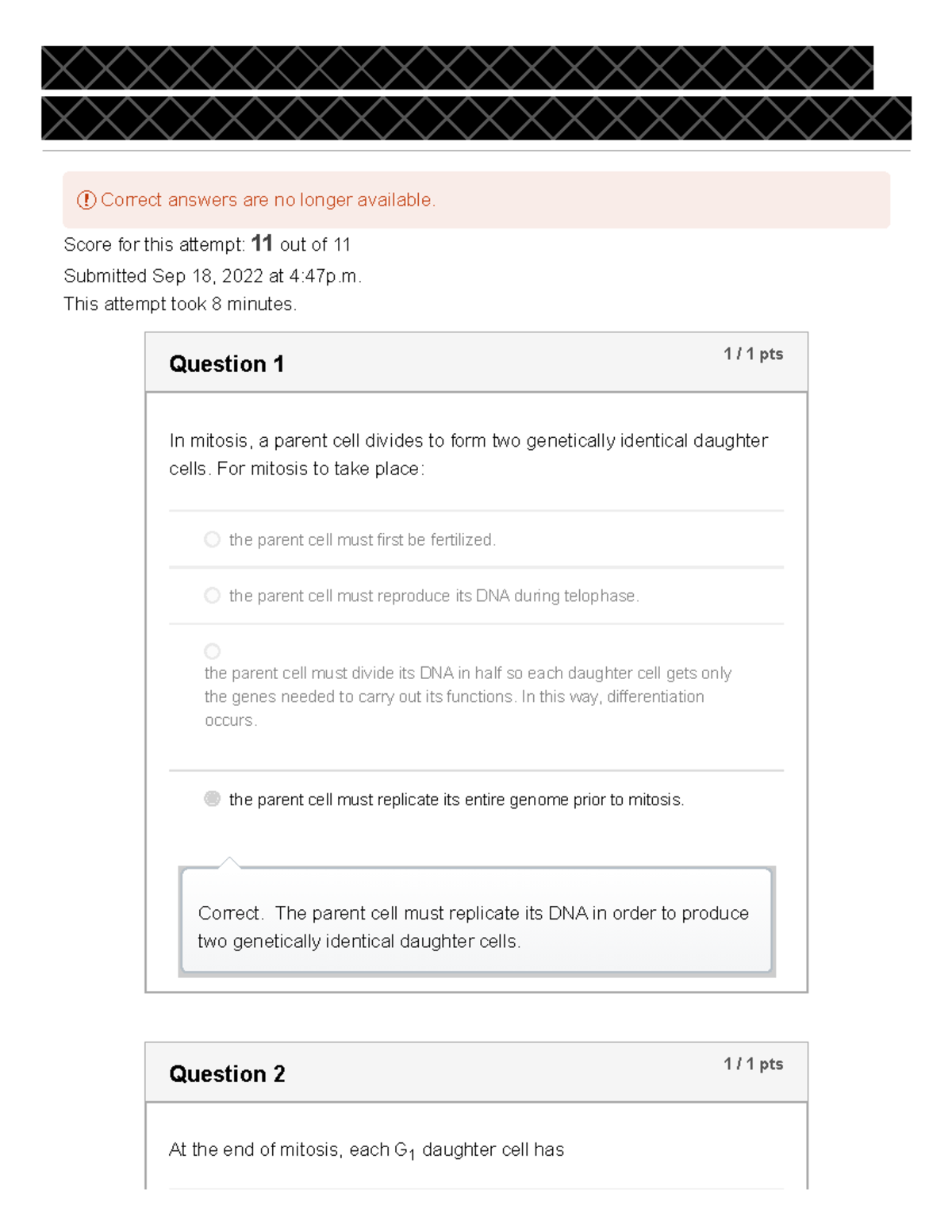 Quiz 1 Biol 121 - Quiz 1 - ĥ Correct Answers Are No Longer Available ...