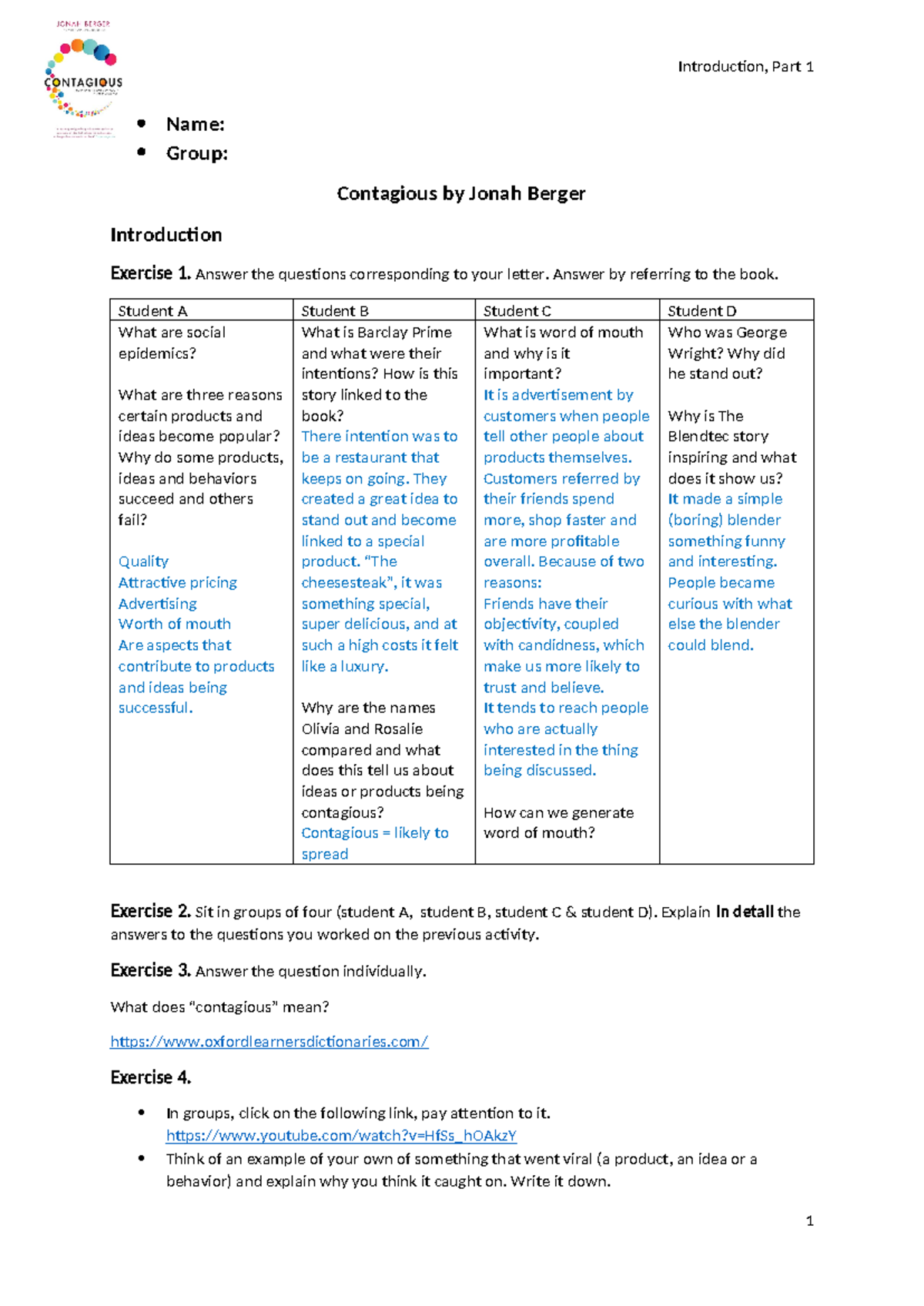 Worksheet-Contagious-Intro-Part-1-2023-20244 - Name: Group: Contagious ...