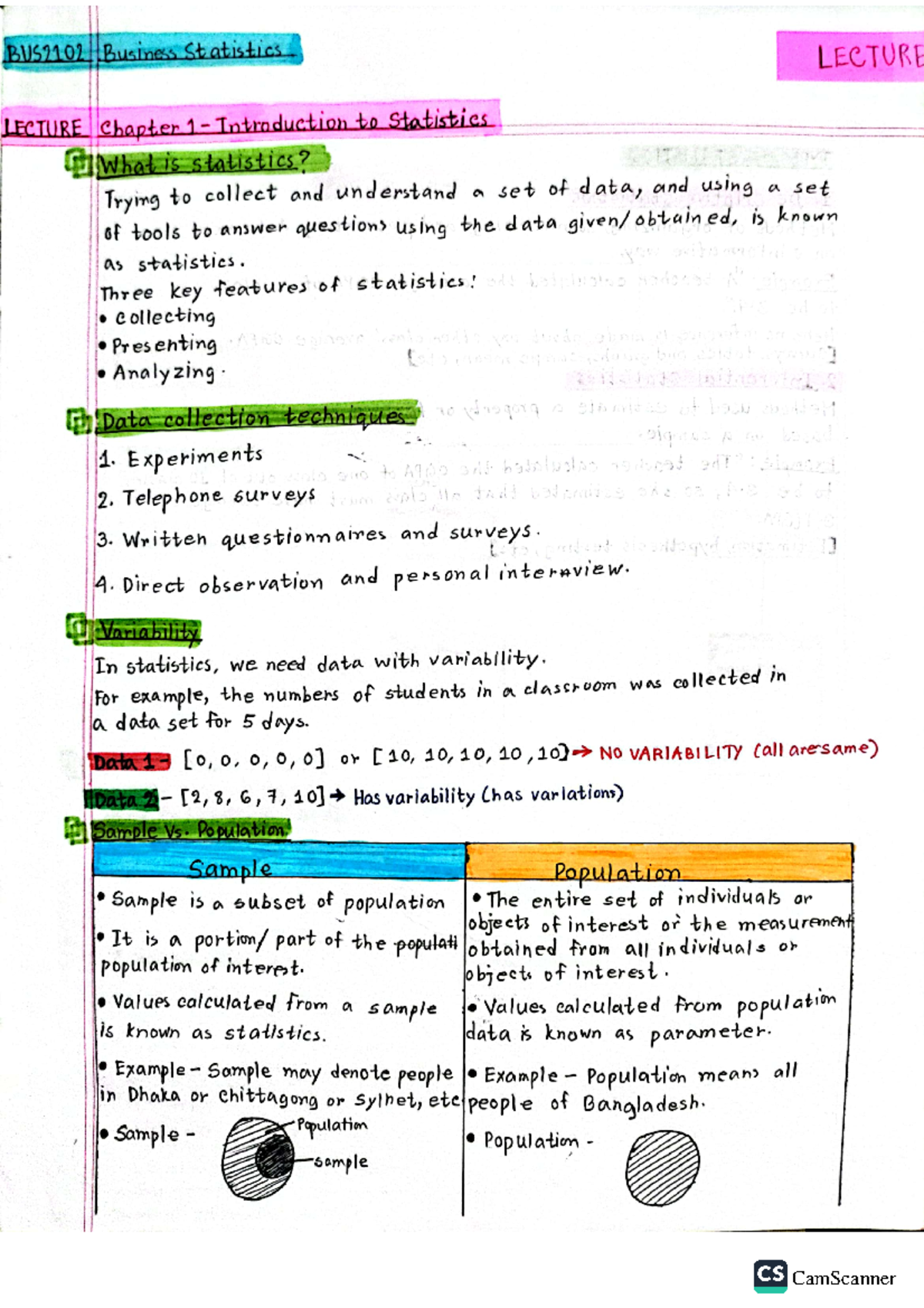 (NEW) BUS2 101 Statistics MID TERM Notes - Business Intro - Studocu