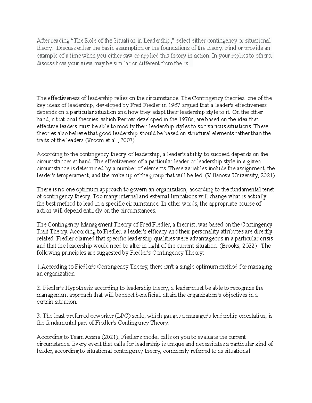 D A Unit 3 The Role Of The Situation In Leadership Select Either