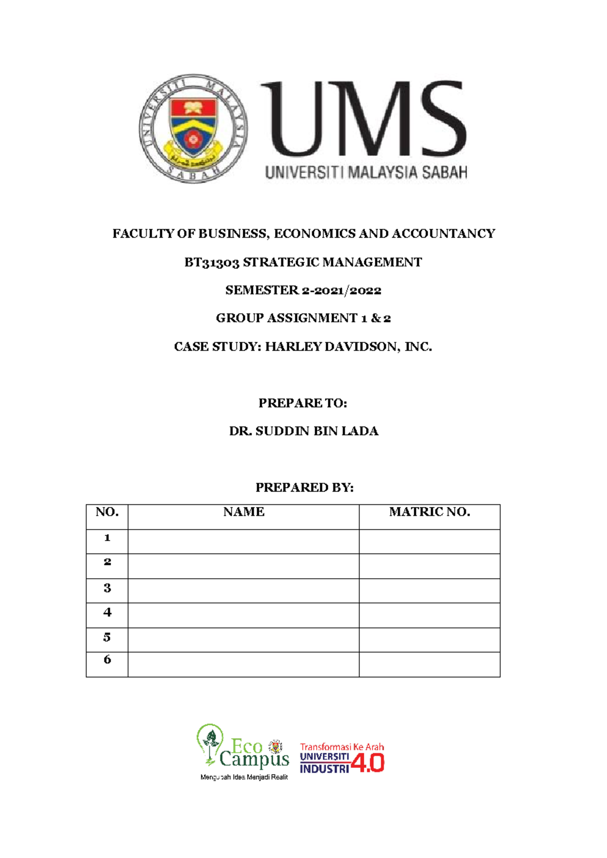 Group Assignment 1 2 Case Study Sample Faculty Of Business