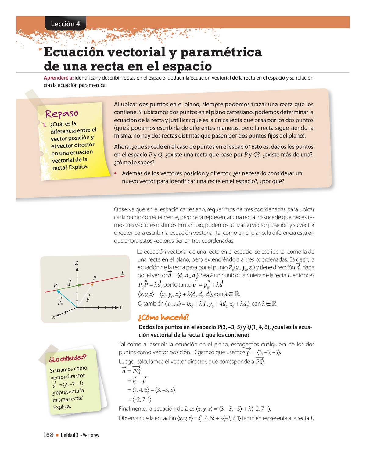 Rectas En El Espacio Vectorial Y Param Trica Lecci N