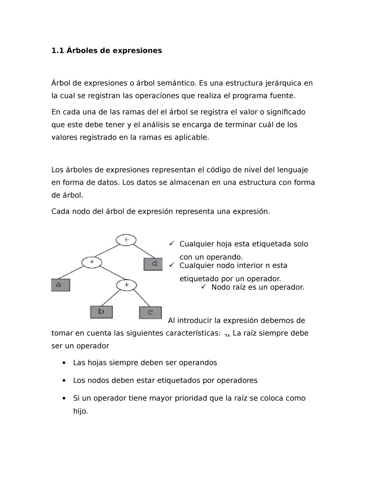 Edoc - Expresión de arboles - 1 Árboles de expresiones Árbol de expresiones  o árbol semántico. Es - Studocu