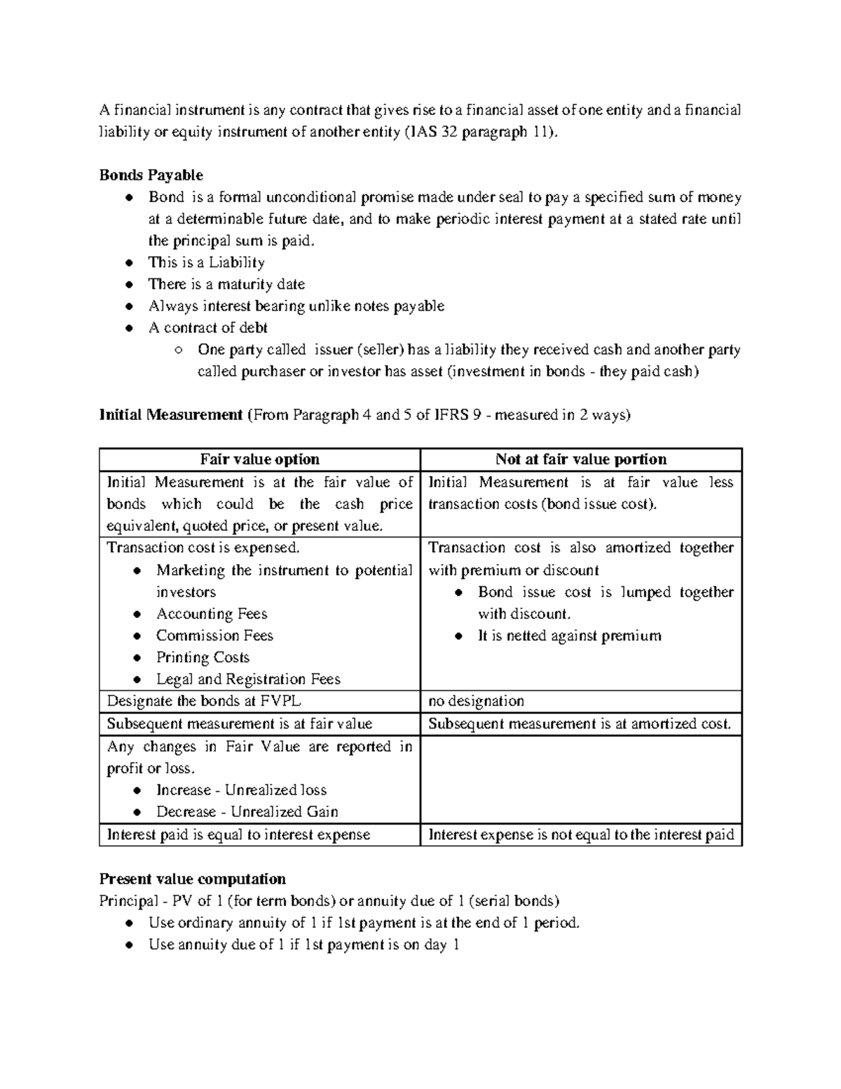 Handout ON Bonds AND Financial Liabilities - A financial instrument is ...
