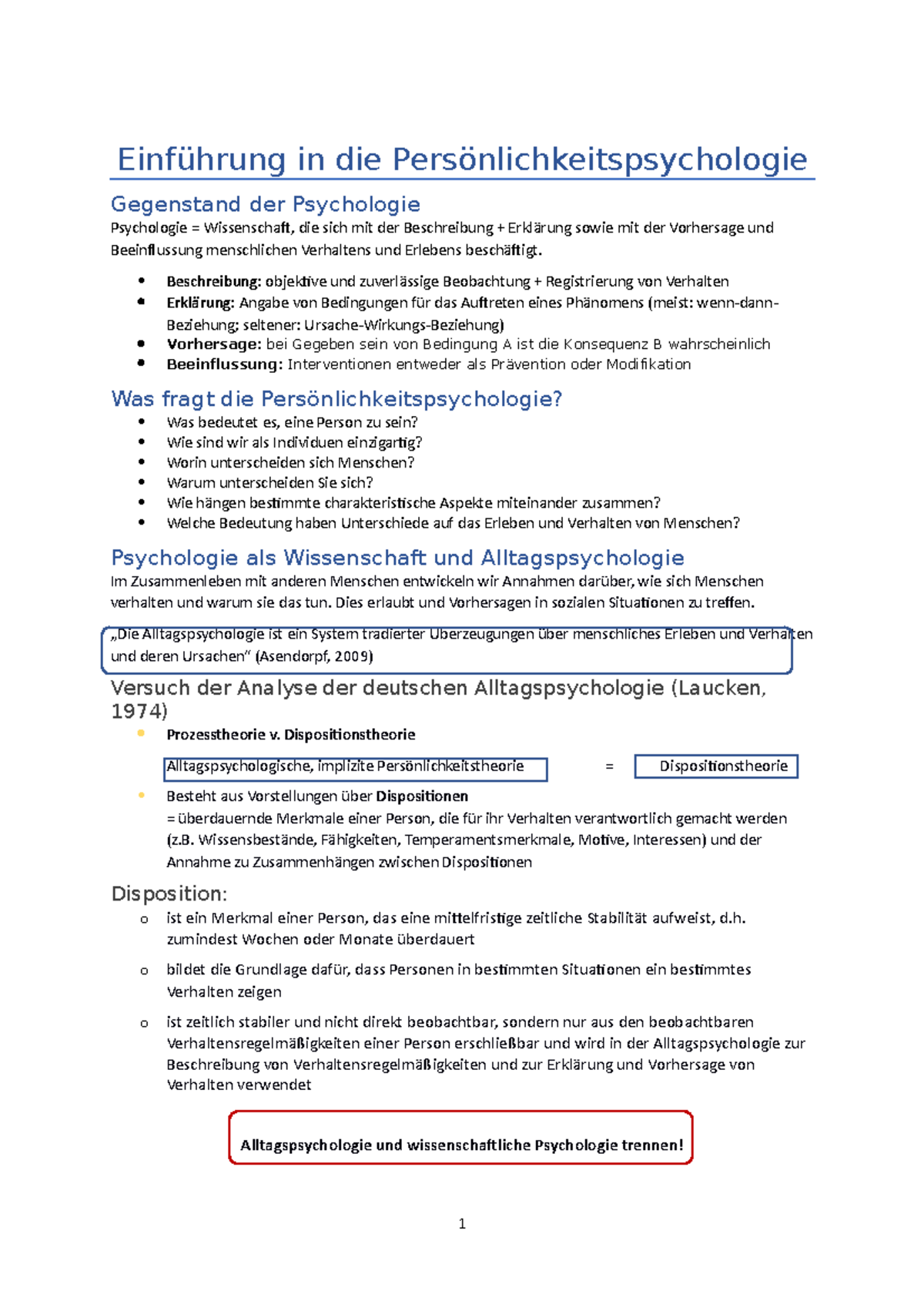 Der Gegenstand Der Psychologie Zusammenfassung mit Maltby - in die Gegenstand der Psychologie