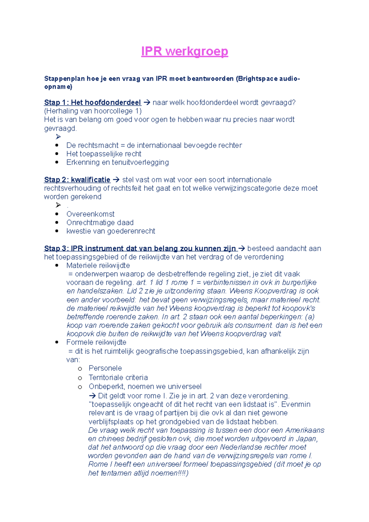 Werkgroep IPR - IPR Werkgroep Stappenplan Hoe Je Een Vraag Van IPR Moet ...