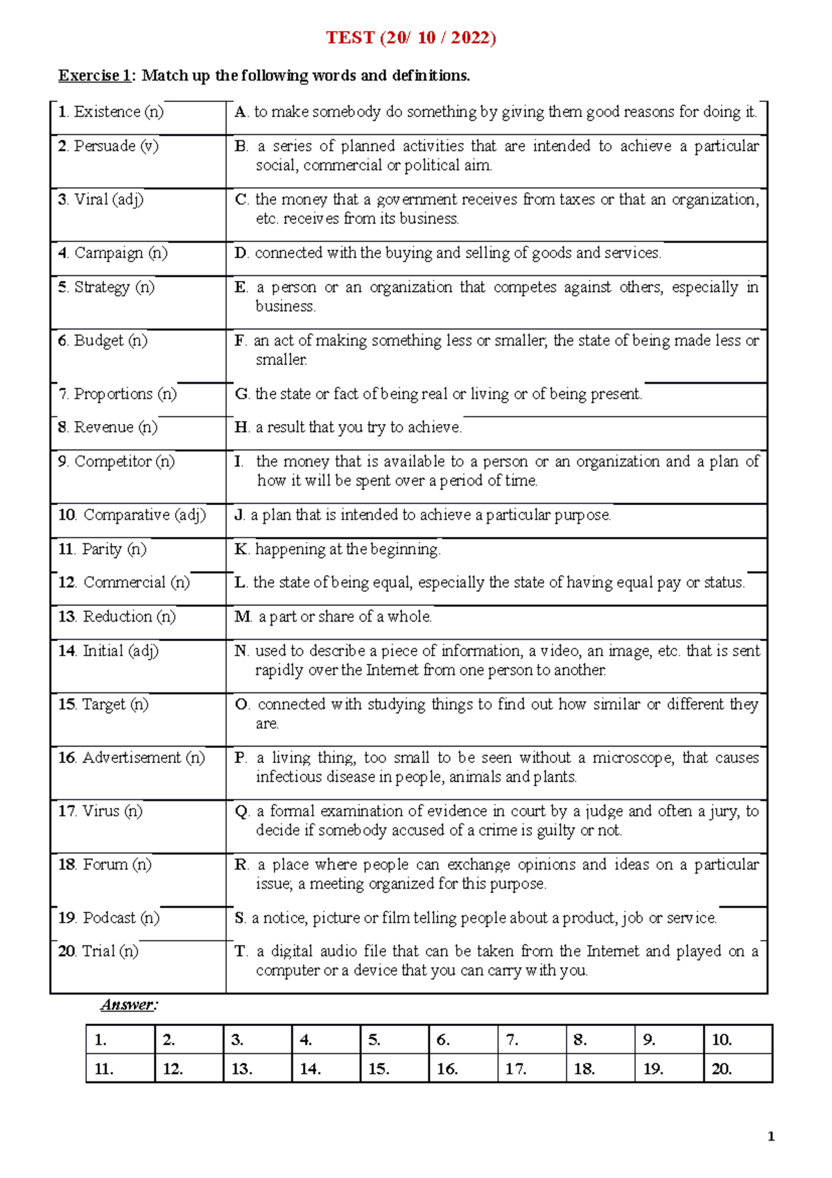 1. test (20 10 2022) Group test 3 key answer TEST (20/ 10