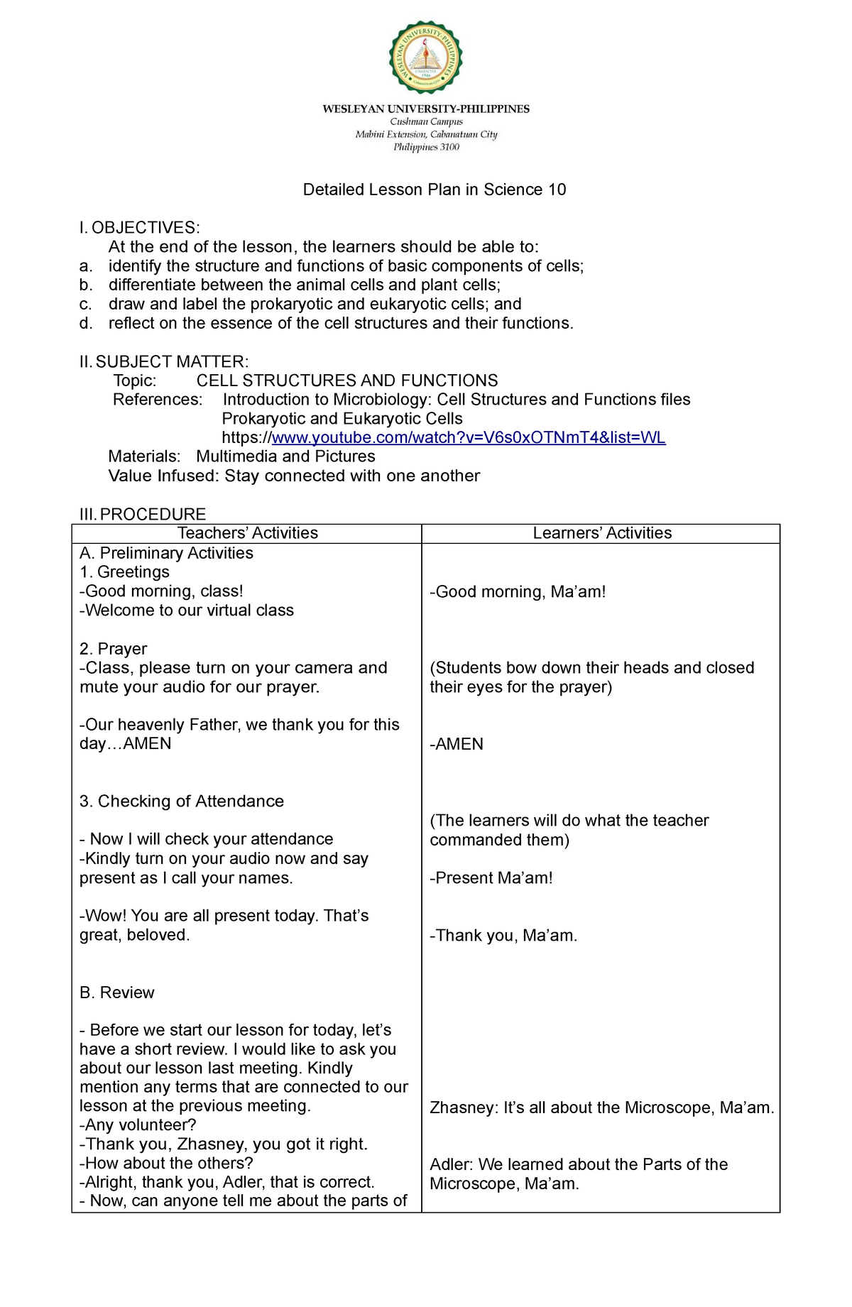 book review lesson plan high school