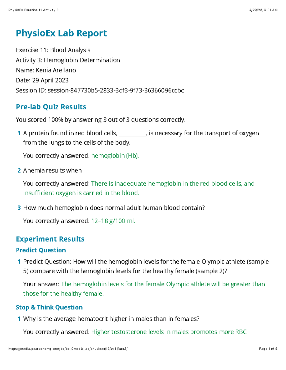 Physio Ex Exercise 11 Activity 3 - PhysioEx Lab Report Exercise 11 ...