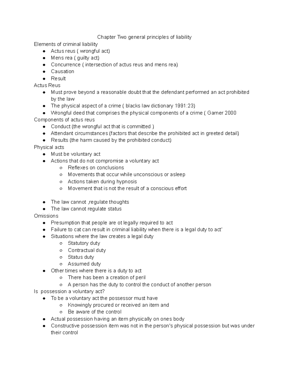 Criminal Law - Lecture Notes From Slides And Book - Chapter Two General ...