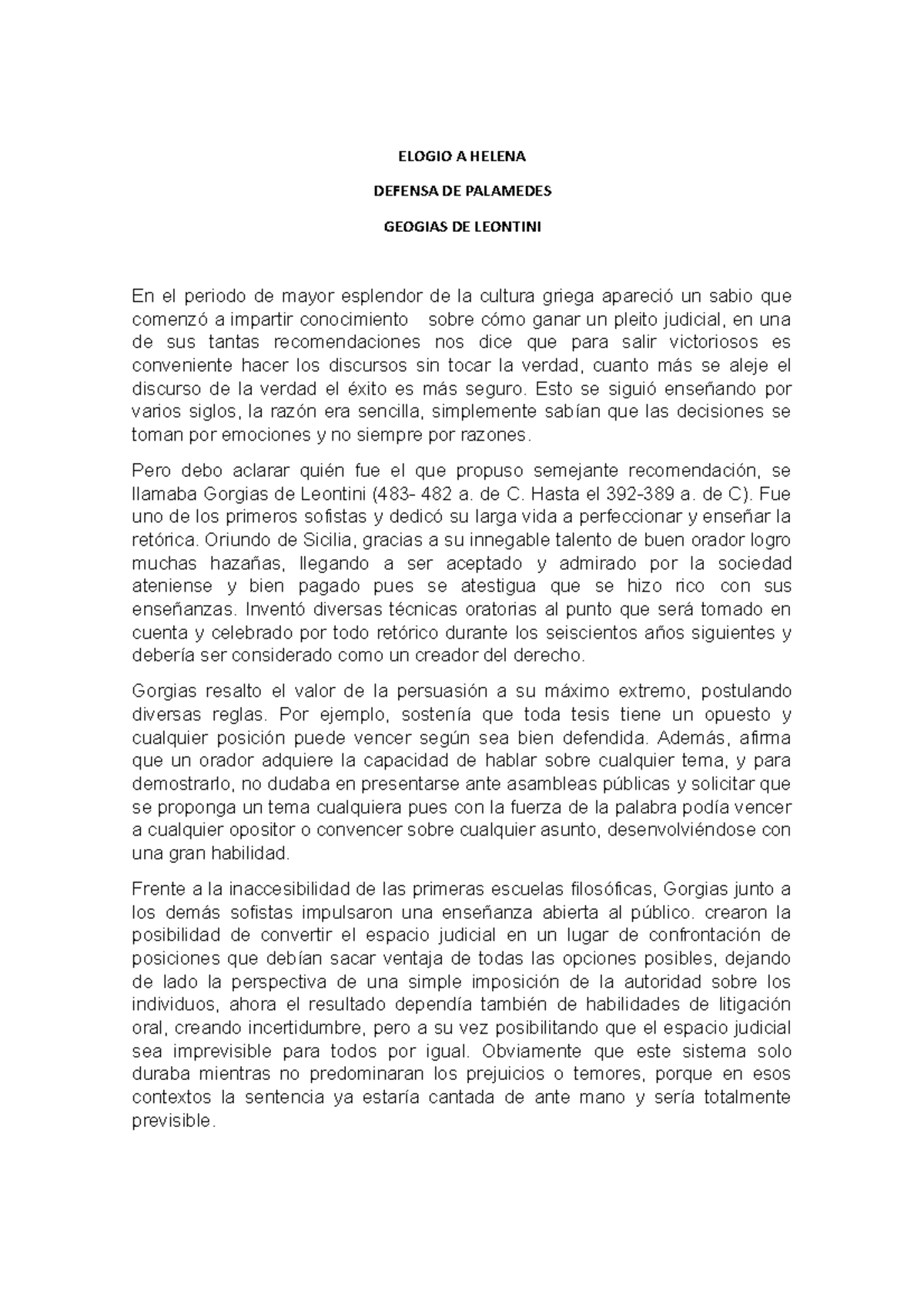 Tarea Semana 3 ELOGIO A HELENA DEFENSA DE PALAMEDES GEOGIAS DE