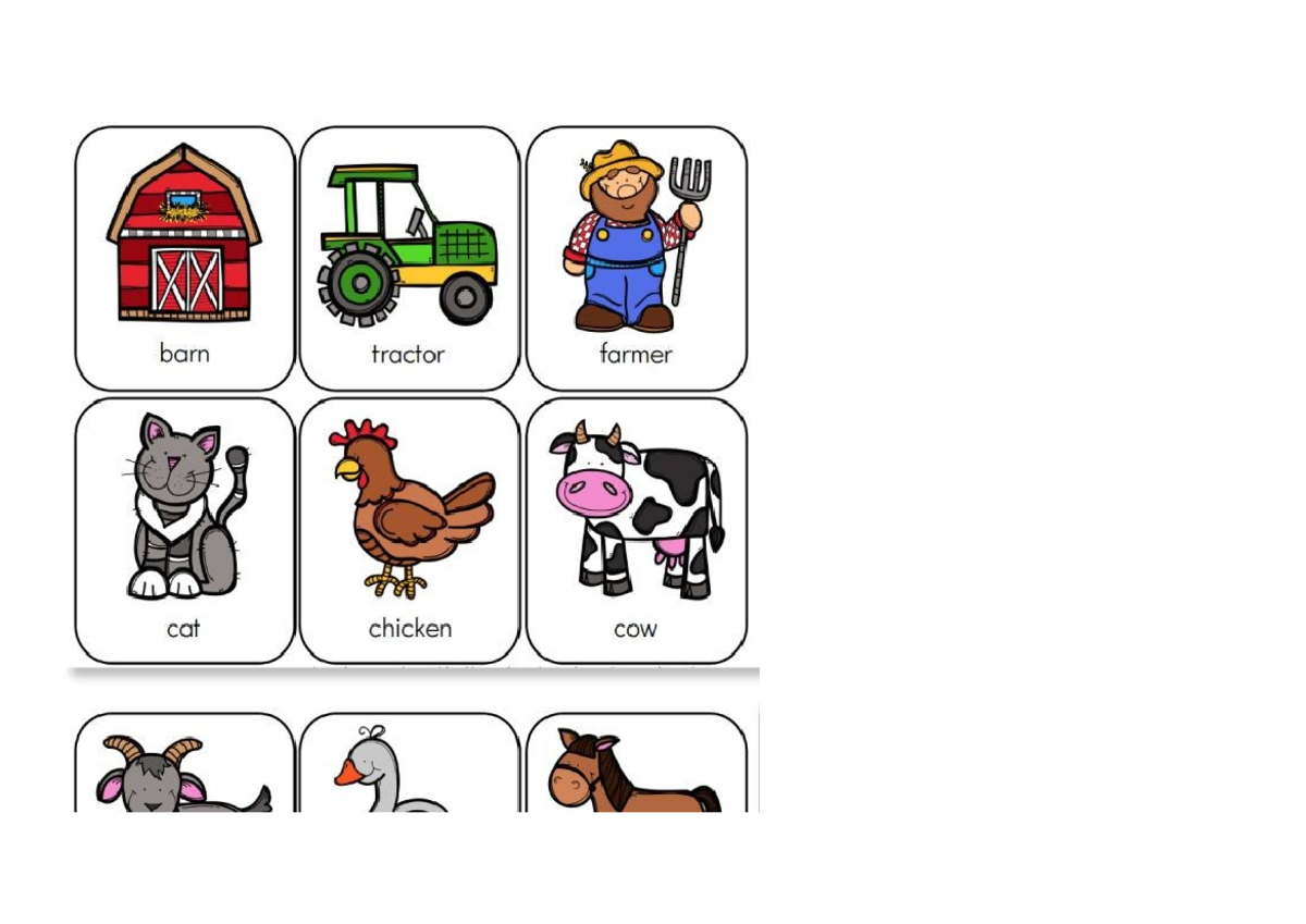 Alphabeth - abc - barn tractor farmer cat chicken COW barn tractor ...