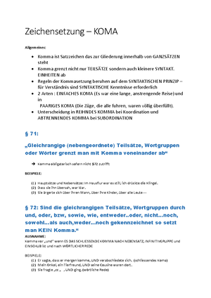 Zeichensetzung Komma Alles Phonologie Und Orthographie Studocu