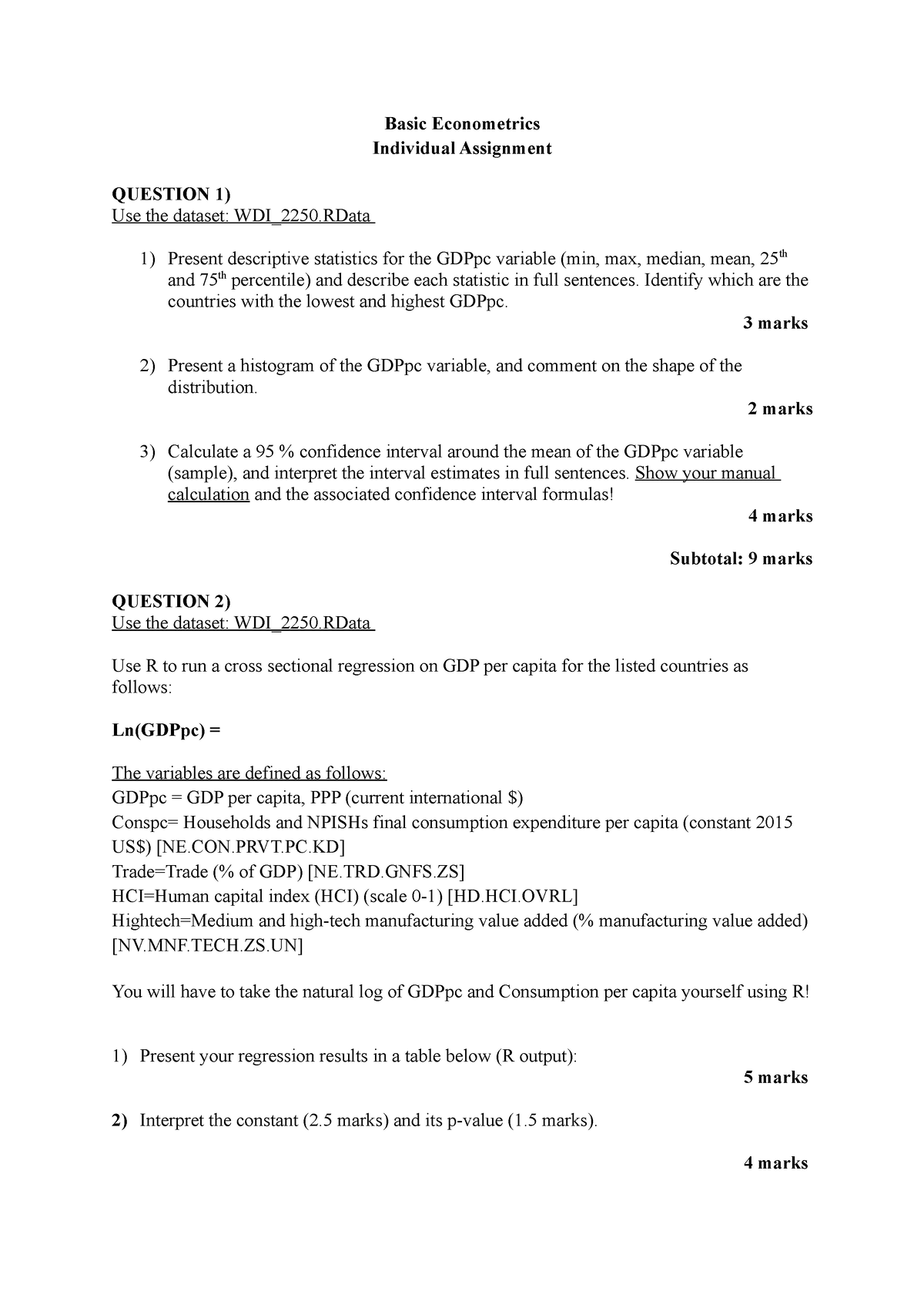 basic econometrics assignment