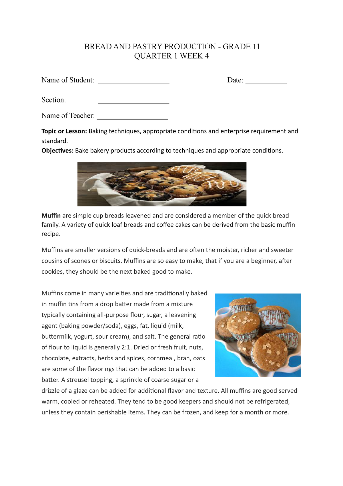 quantitative research topic about bread and pastry