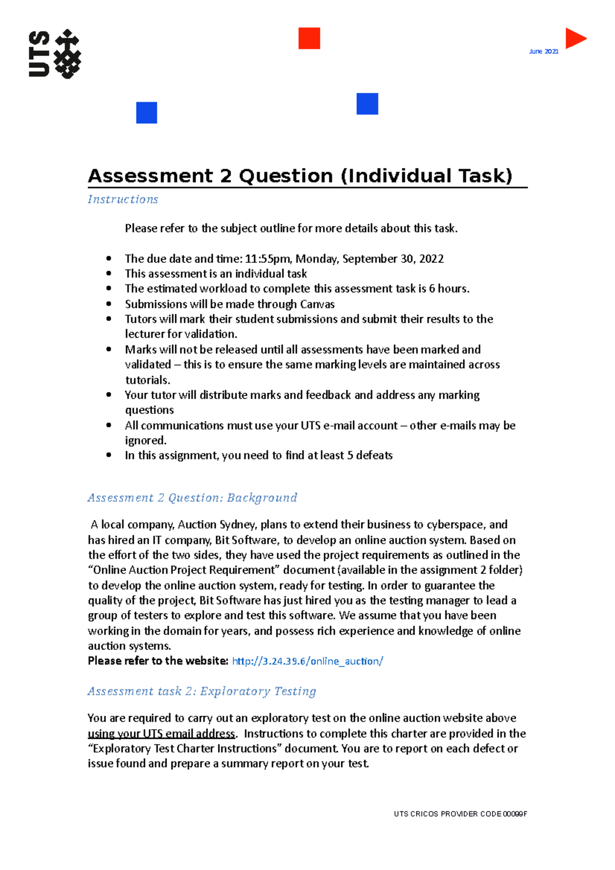 Exploratory Test Question - Assessment 2 Question (Individual Task ...