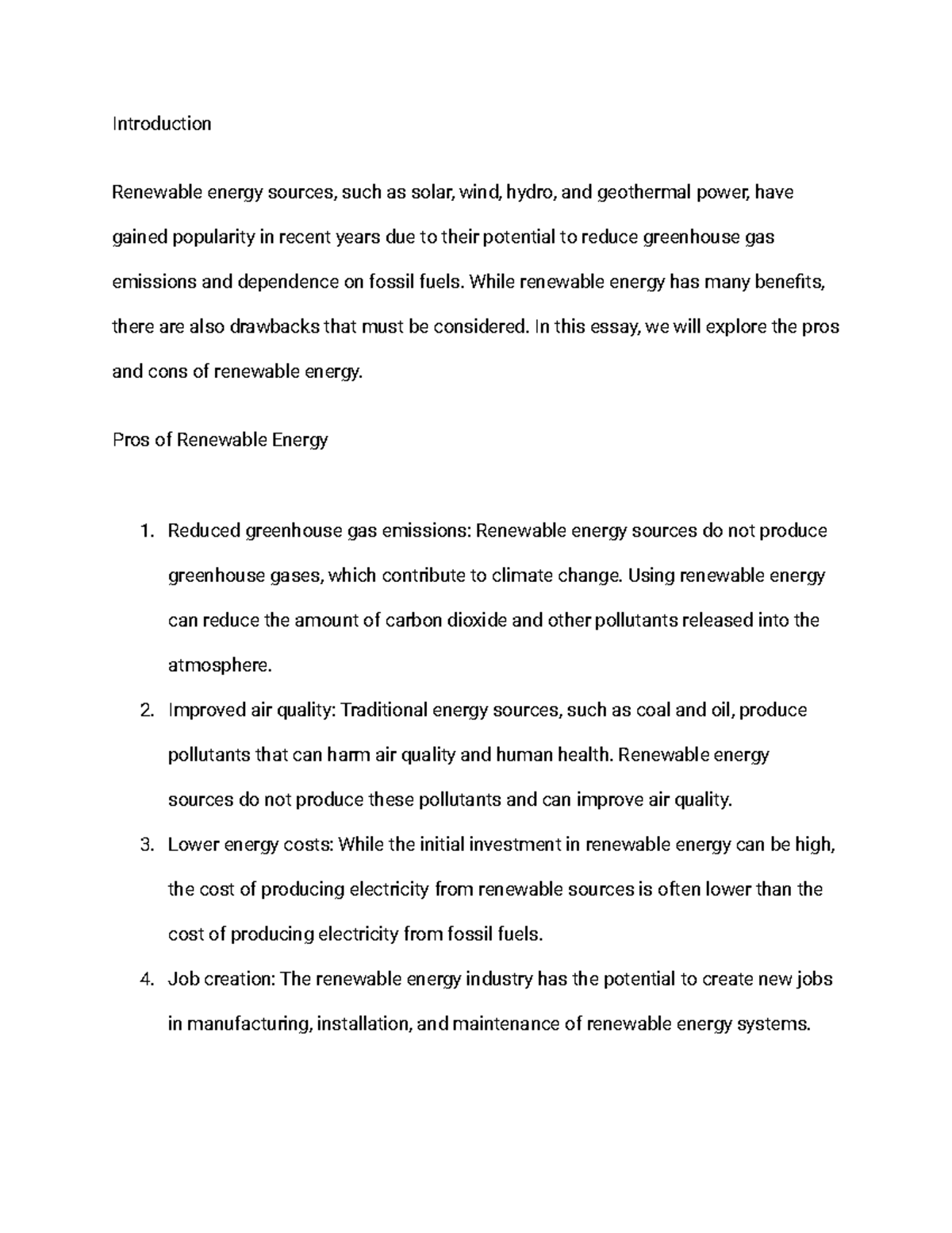 The Pros and Cons of Renewable Energy - Introduction Renewable energy ...
