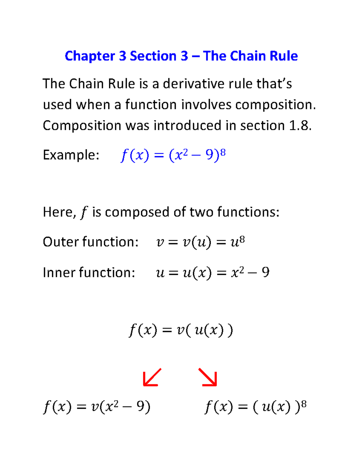 Ch 3 Sec 3 Calculus - Chapter 3 Section 3 – The Chain Rule The Chain ...