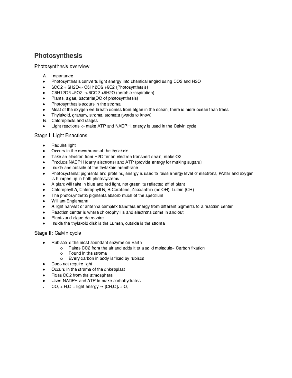 Photosynthesis light reactions, calvin cycle Photosynthesis
