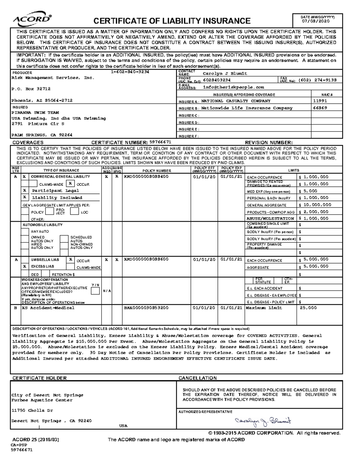 Acord Certificate Of Insurance Template