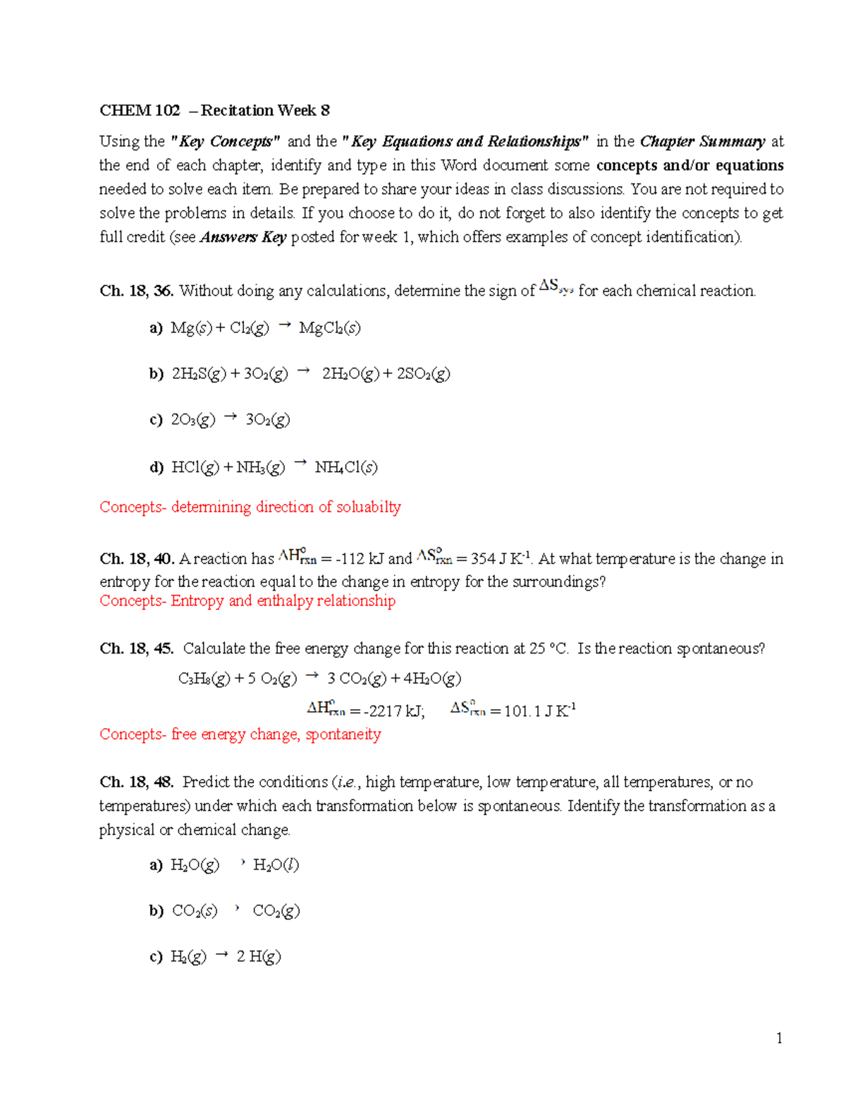 CHEM 102 Recitation Week8 W21 - CHEM 102 – Recitation Week 8 Using the ...